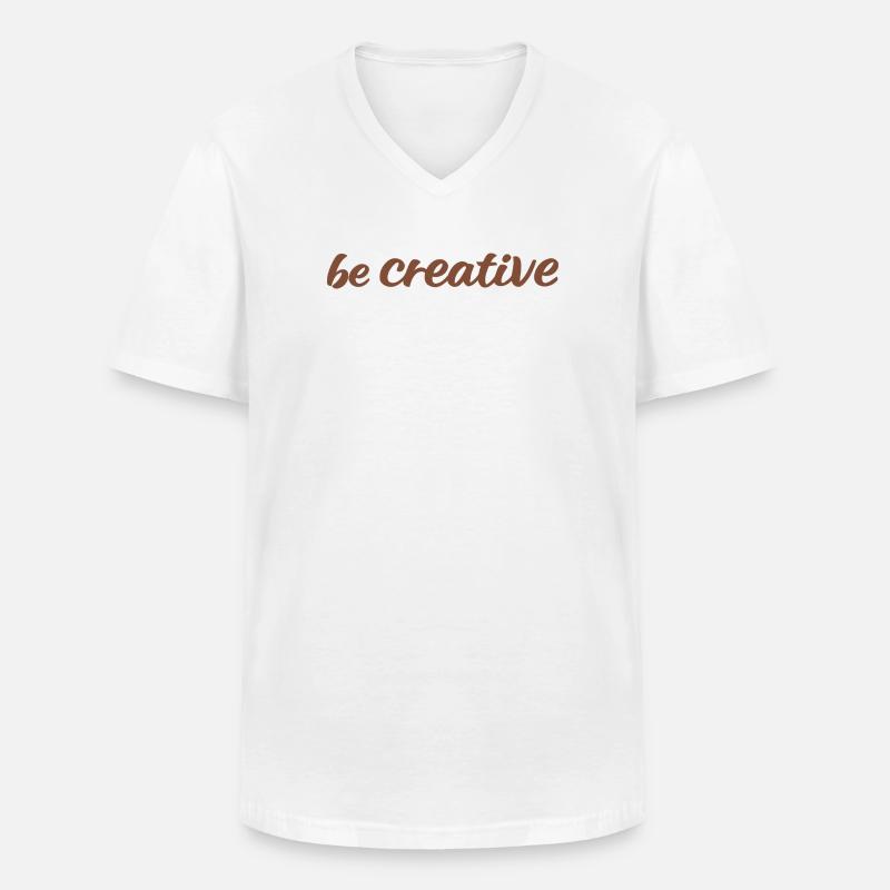 Be Creative Script Brown - Men's V-Neck T-Shirt - white
