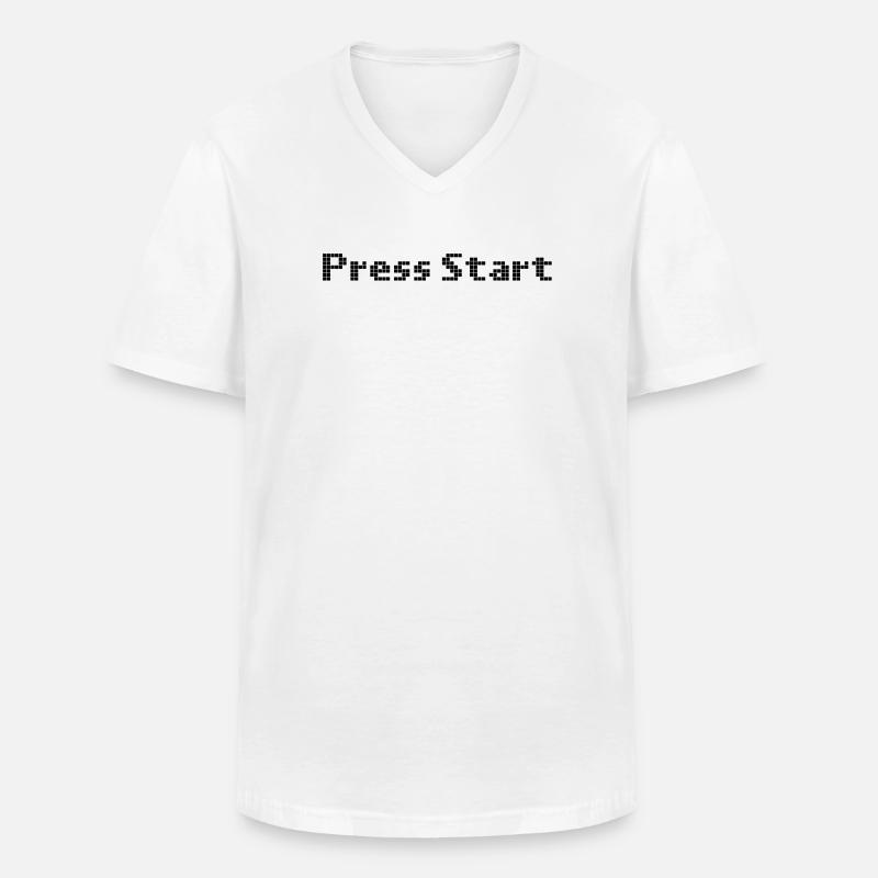press start - space invader - Männer-T-Shirt mit V-Ausschnitt - Weiß
