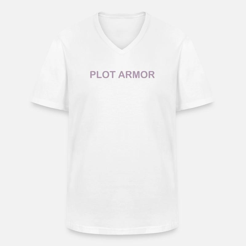 Sjove udtryk om Plot Armor i biografen - Klassisk herre T-shirt med V-udskæring - hvid