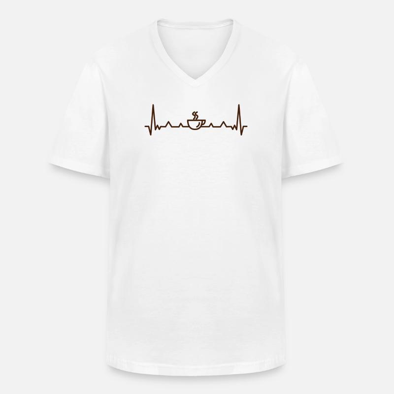 Kaffeepuls Herzschlag Muster - Männer-T-Shirt mit V-Ausschnitt - Weiß