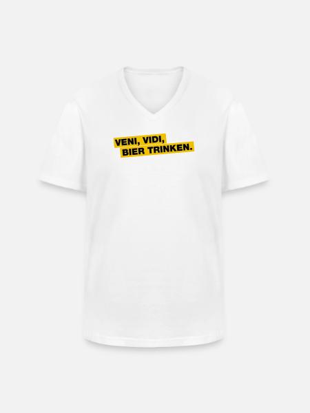 Veni, Vidi, Bier trinken - Männer-T-Shirt mit V-Ausschnitt - Weiß