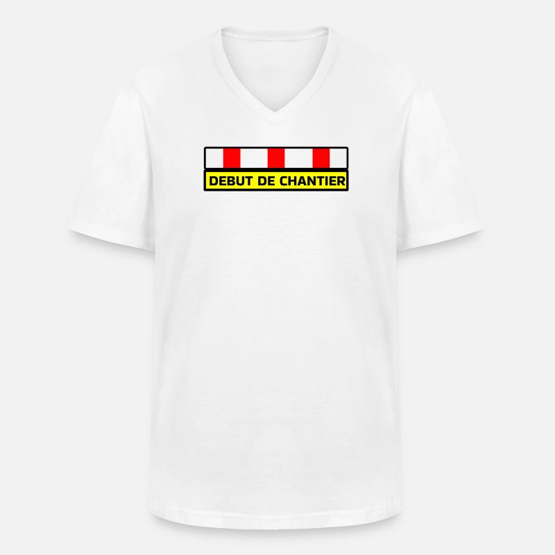 Beginn der Arbeiten - Männer-T-Shirt mit V-Ausschnitt - Weiß