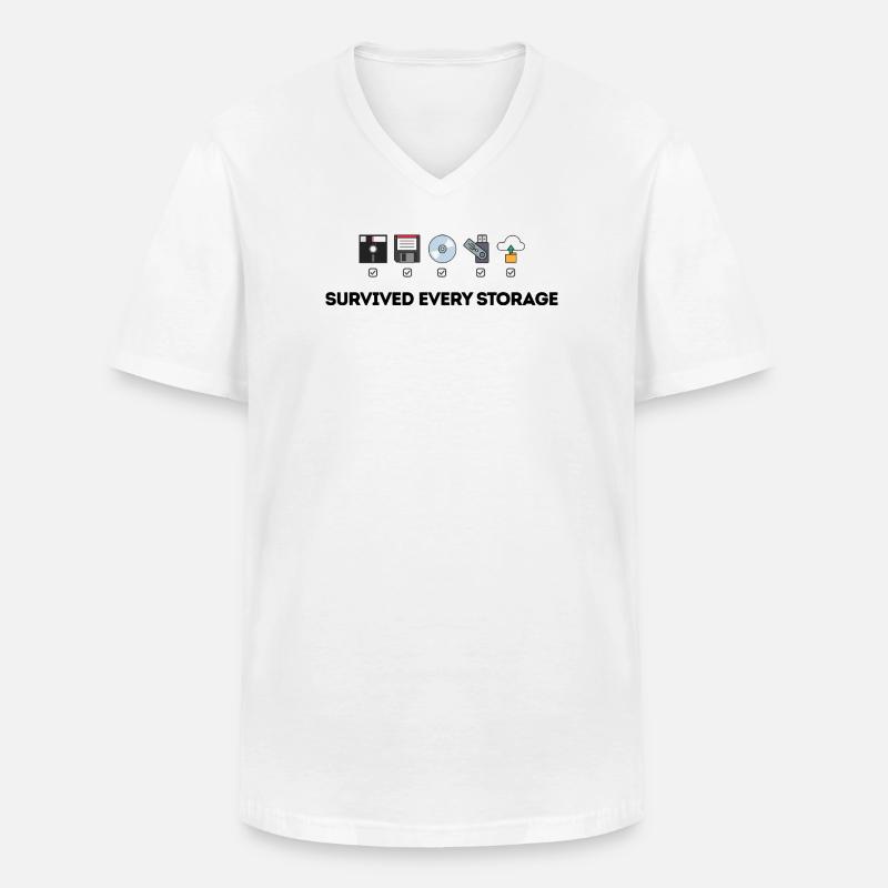 Entwicklung der Datenspeicherung – Tech-Ikonen - Männer-T-Shirt mit V-Ausschnitt - Weiß