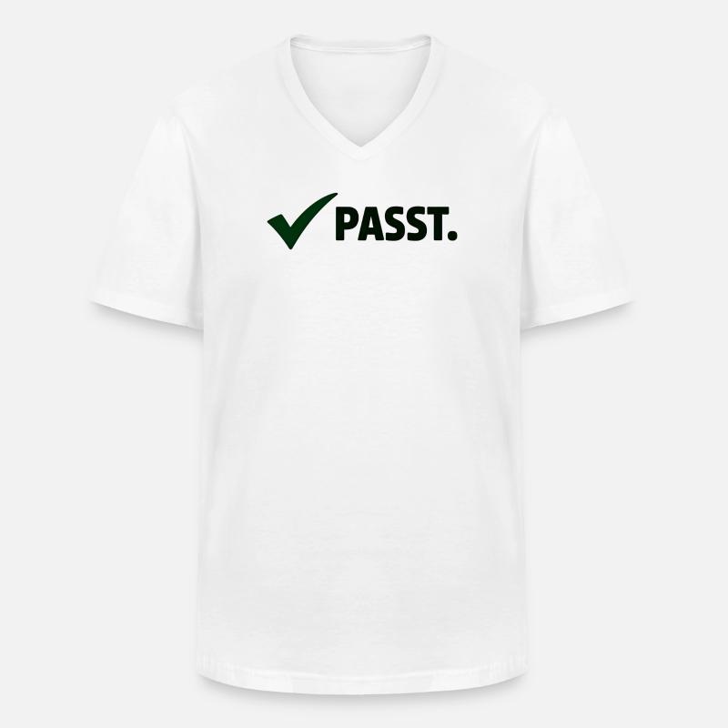 Passt. Minimal Meme Statement T-Shirt - Männer-T-Shirt mit V-Ausschnitt - Weiß