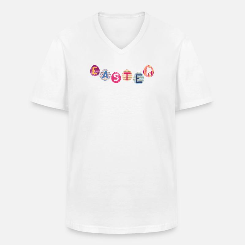 Osterbuchstaben auf bunten Eiern - Männer-T-Shirt mit V-Ausschnitt - Weiß