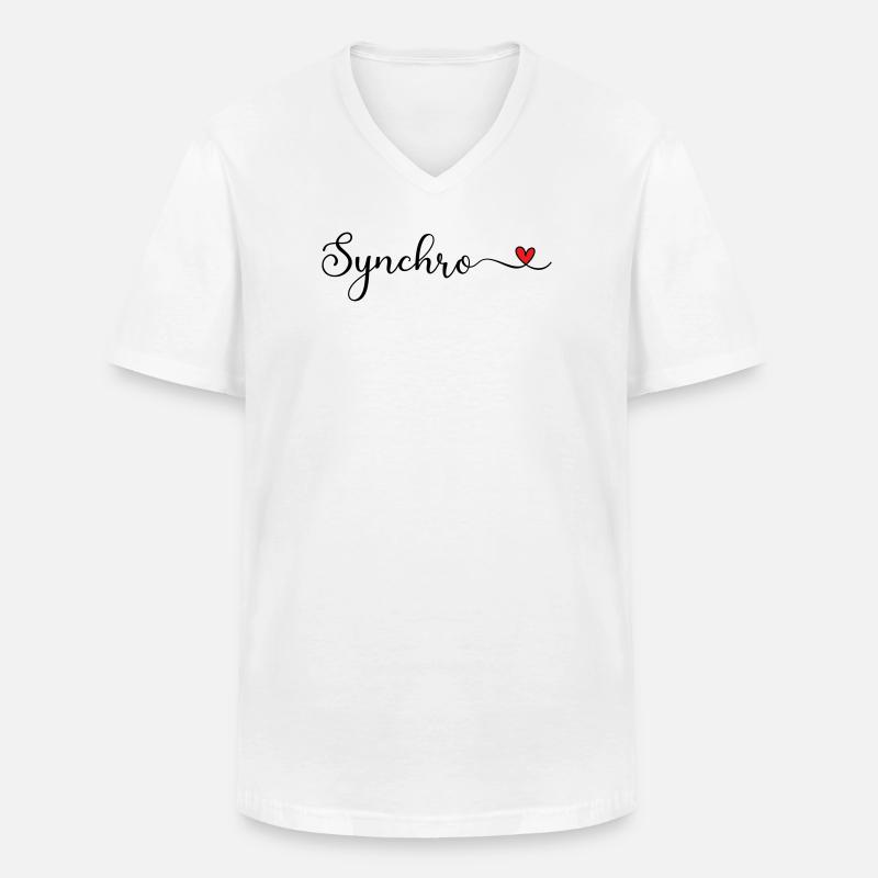 Synchronschwimmen - Männer-T-Shirt mit V-Ausschnitt - Weiß