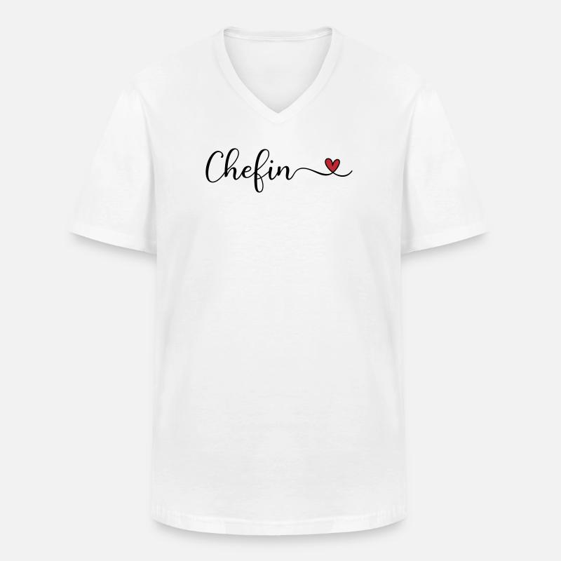 Chefin - Männer-T-Shirt mit V-Ausschnitt - Weiß