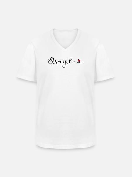 Strength Heart Typography - Men's V-Neck T-Shirt - white