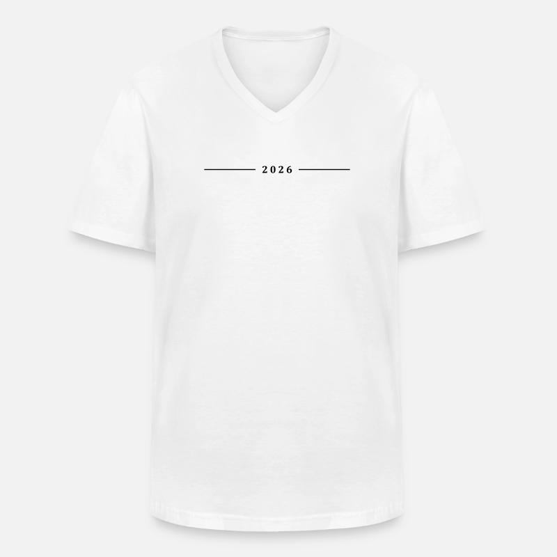 2026 Linie - Männer-T-Shirt mit V-Ausschnitt - Weiß