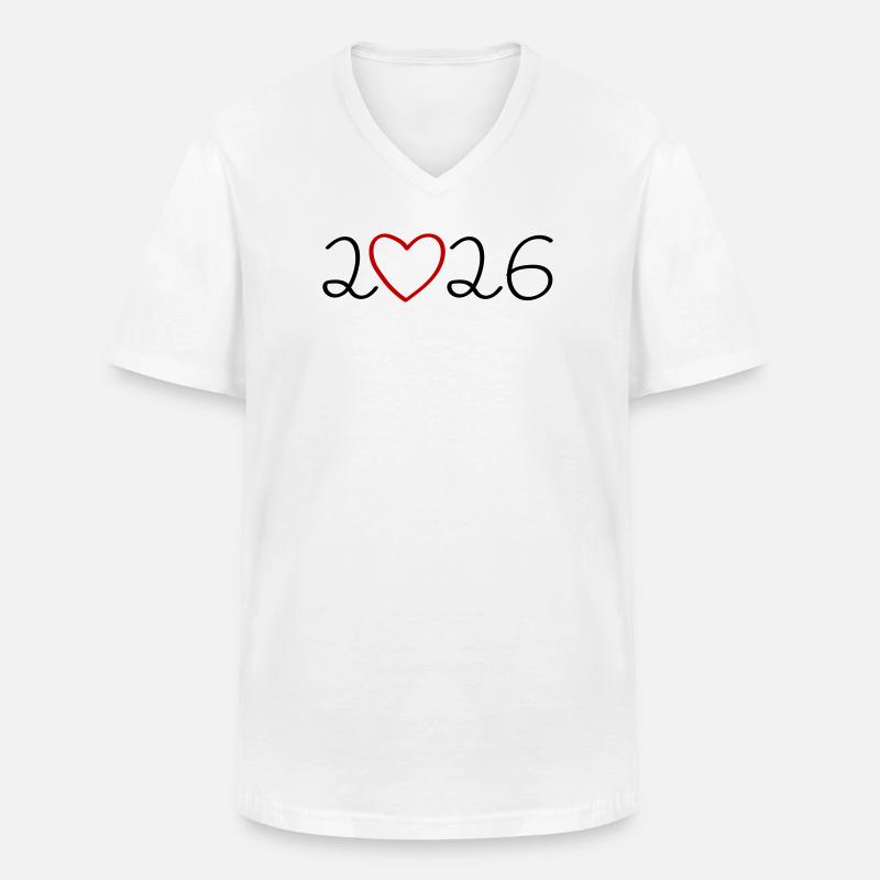 Cuore 2026 - Maglietta da uomo classica con scollo a V - bianco