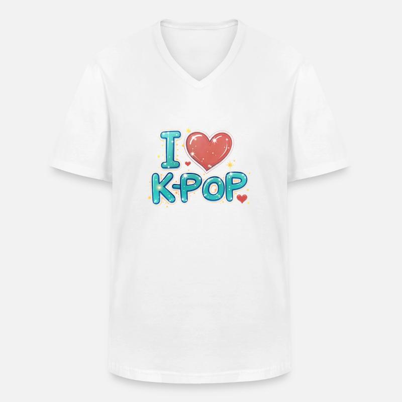 Ich liebe K-Pop - Männer-T-Shirt mit V-Ausschnitt - Weiß