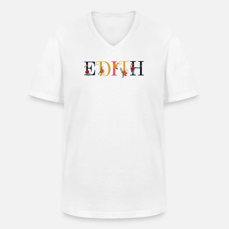 EDITH Name mit Blumen geschmückt - Männer-T-Shirt mit V-Ausschnitt - Weiß