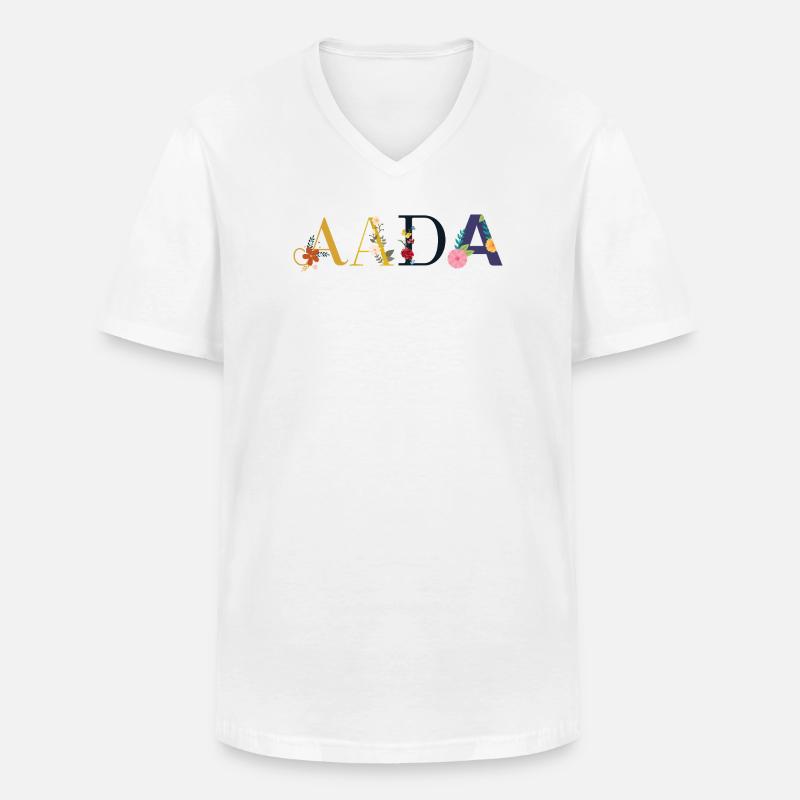 AADA Name mit Blumen geschmückt - Männer-T-Shirt mit V-Ausschnitt - Weiß