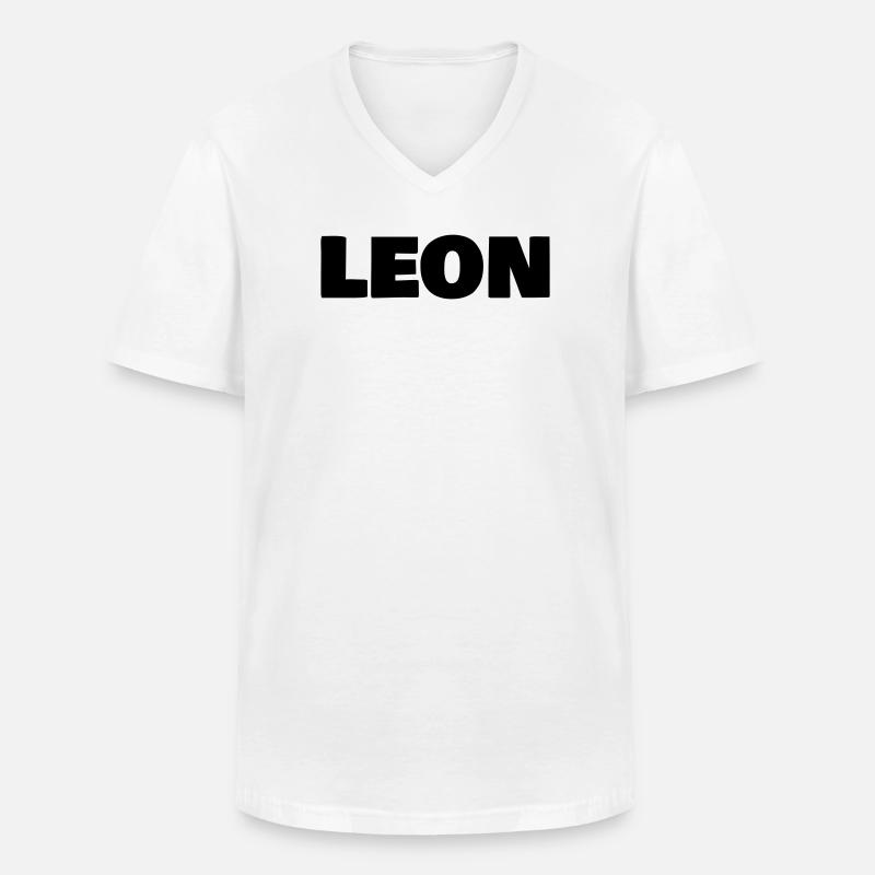 Leon - Männer-T-Shirt mit V-Ausschnitt - Weiß