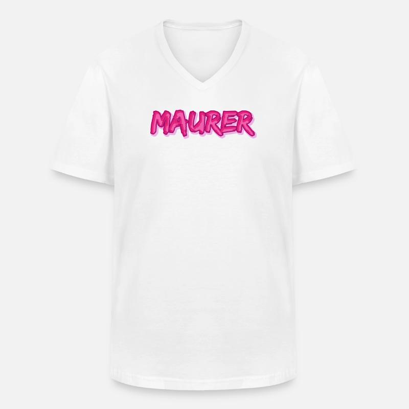Maurer als Comic - Männer-T-Shirt mit V-Ausschnitt - Weiß