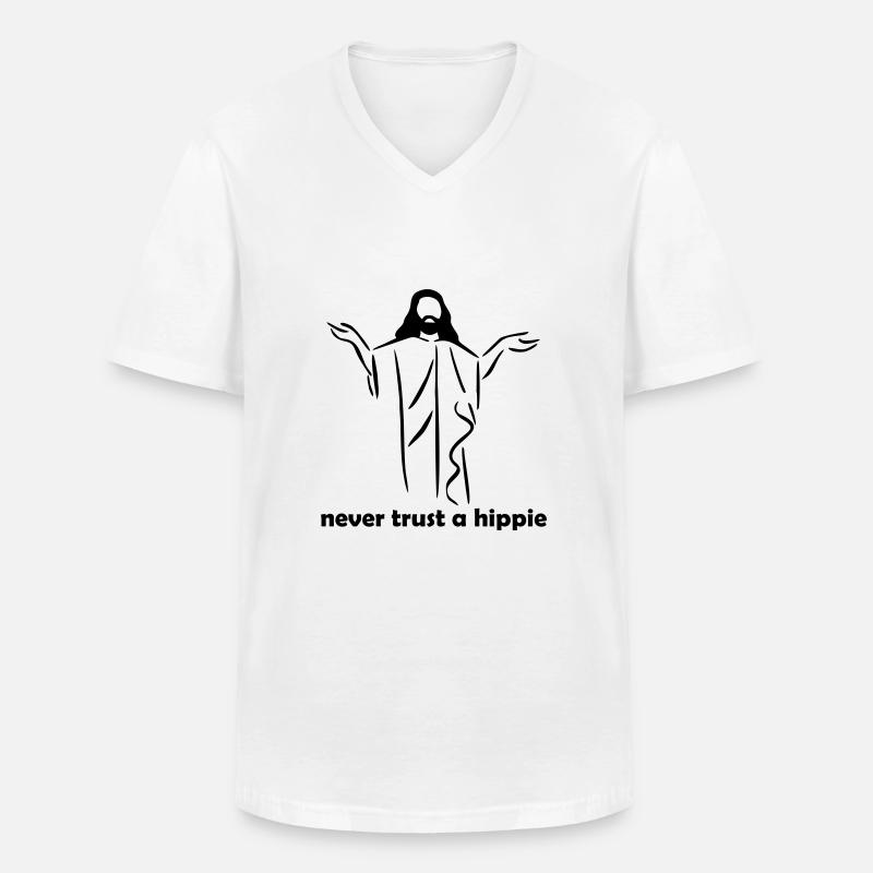 Never trust a Hippie - Männer-T-Shirt mit V-Ausschnitt - Weiß