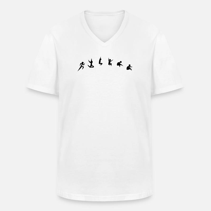 Weitsprung - Männer-T-Shirt mit V-Ausschnitt - Weiß