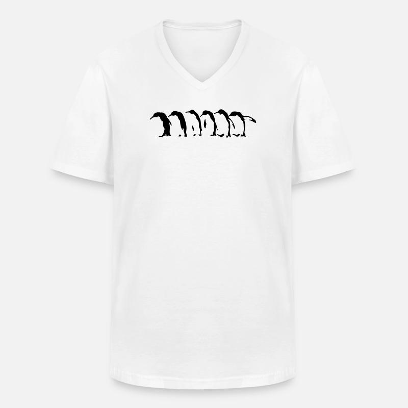 Pinguins - Männer-T-Shirt mit V-Ausschnitt - Weiß