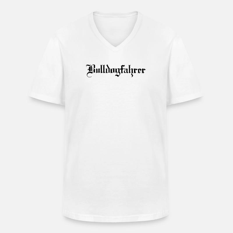 Der Bulldogfahrer - Männer-T-Shirt mit V-Ausschnitt - Weiß