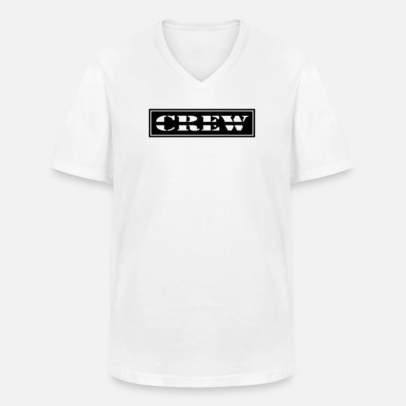 Crew design in patch format - Men's V-Neck T-Shirt - white