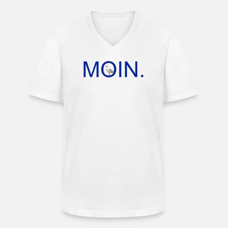 MOIN. mit Möve - Männer-T-Shirt mit V-Ausschnitt - Weiß