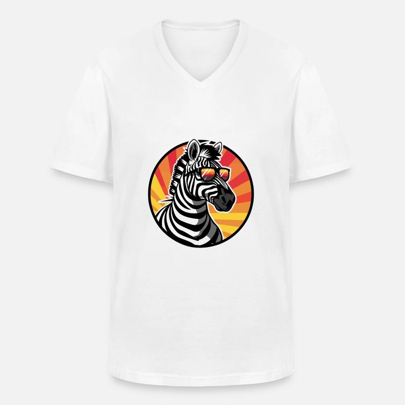 Zebra Comic Cool Summer - Men's V-Neck T-Shirt - white