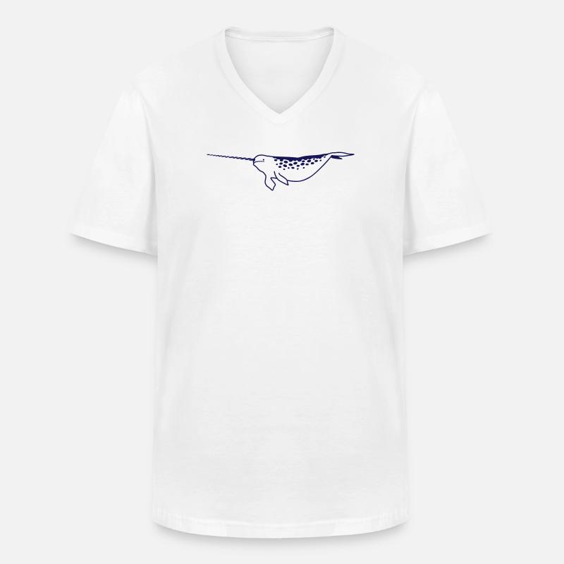Narwal Meeres-Einhorn Design - Männer-T-Shirt mit V-Ausschnitt - Weiß