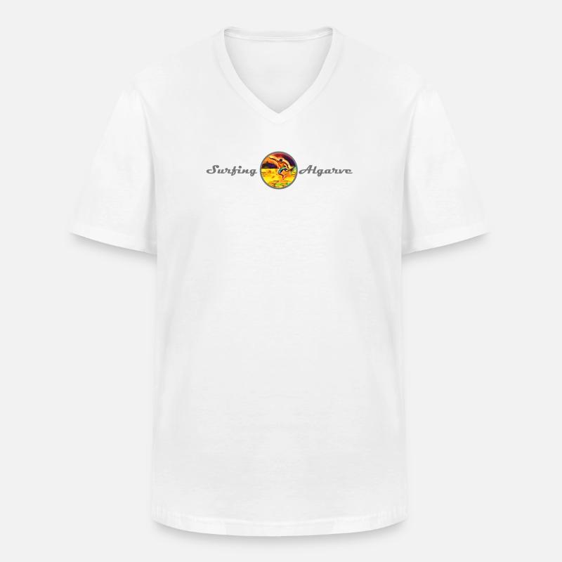 Surfen an der Algarve - Männer-T-Shirt mit V-Ausschnitt - Weiß