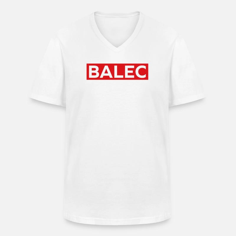 BALAC - Männer-T-Shirt mit V-Ausschnitt - Weiß