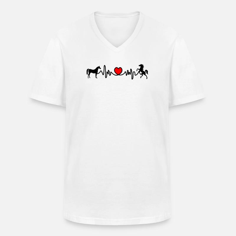 Herzfrequenz reiten - Männer-T-Shirt mit V-Ausschnitt - Weiß