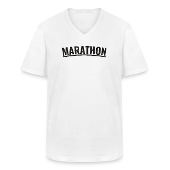 marathon - Men's V-Neck T-Shirt - white - Front - AI Model Male 185 light (185cm)