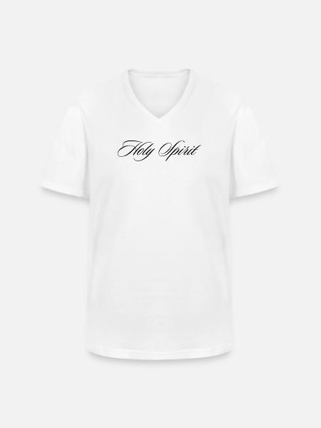 Esprit Saint, Esprit Cursive, Calligraphie - T-shirt col V Homme - blanc