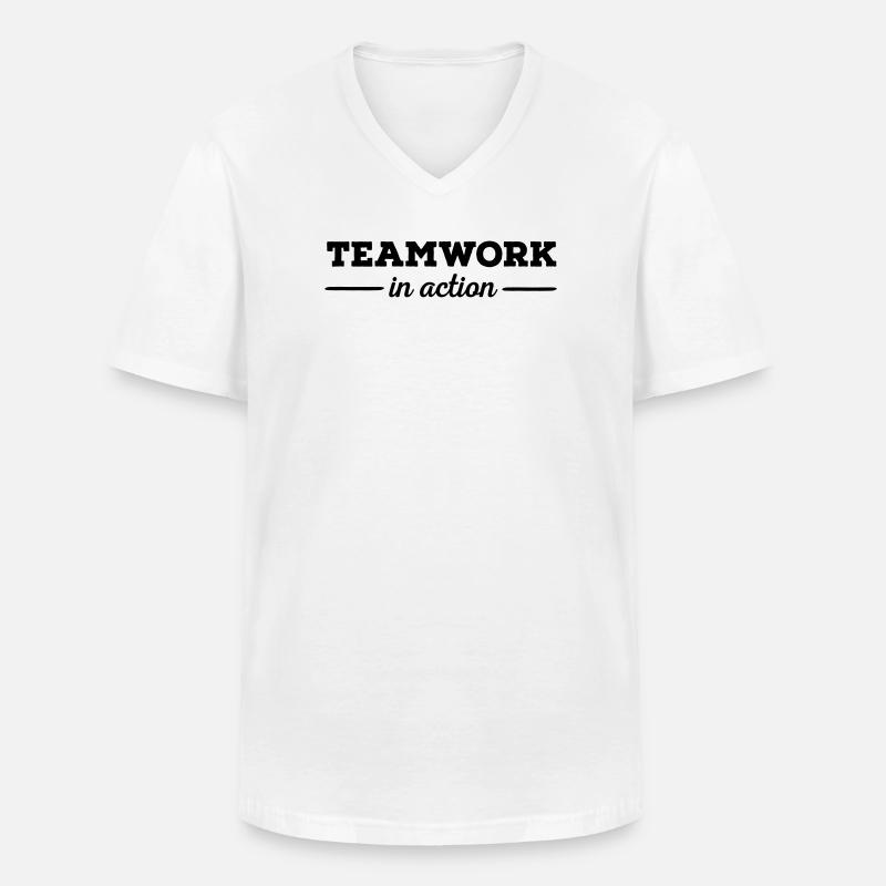 6061912 121161696 Teamwork - Männer-T-Shirt mit V-Ausschnitt - Weiß