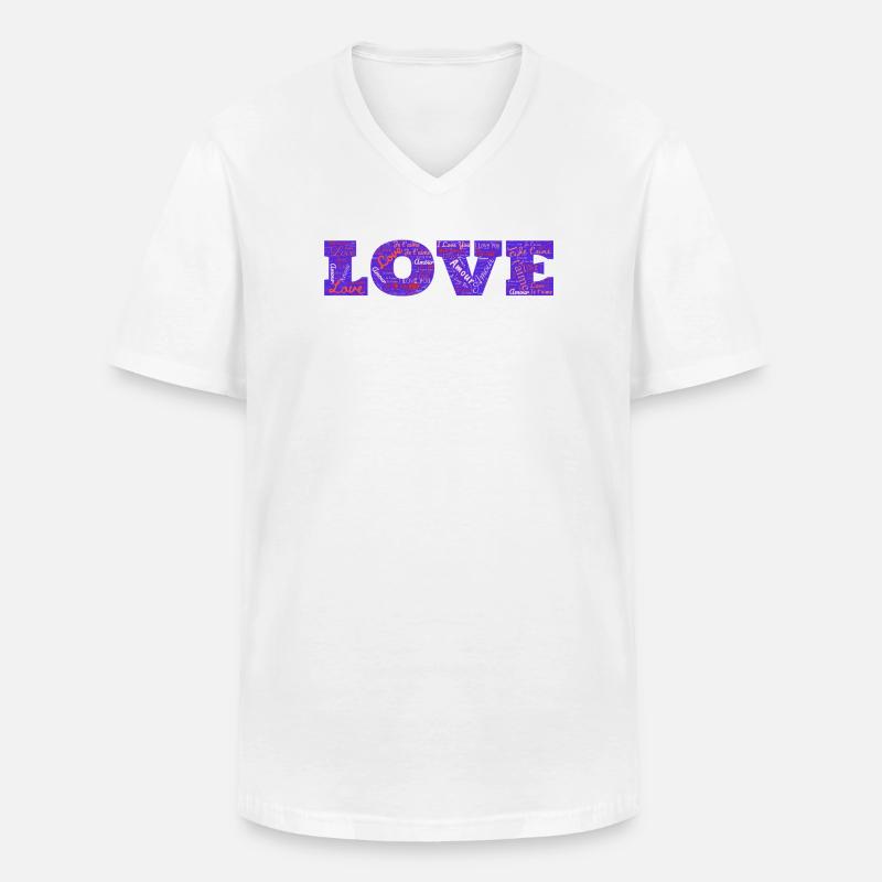 LIEBE - Männer-T-Shirt mit V-Ausschnitt - Weiß
