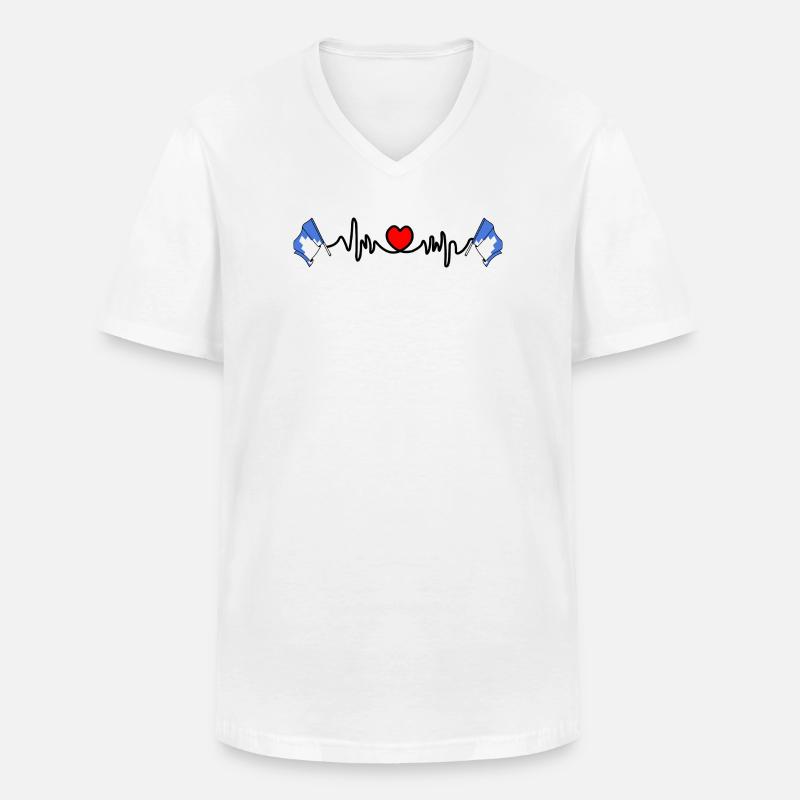 Herzfrequenz-Cardio mit zwei Flaggen von Akershus - Männer-T-Shirt mit V-Ausschnitt - Weiß