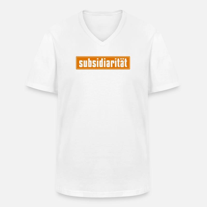 Subsidarity Schriftzug auf Background - Männer-T-Shirt mit V-Ausschnitt - Weiß