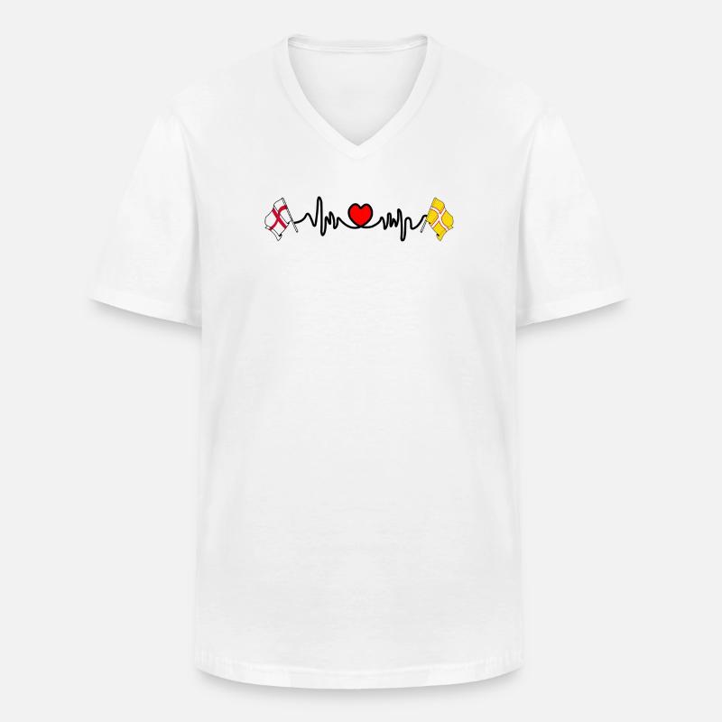 Dorset & England Herzfrequenz - Männer-T-Shirt mit V-Ausschnitt - Weiß