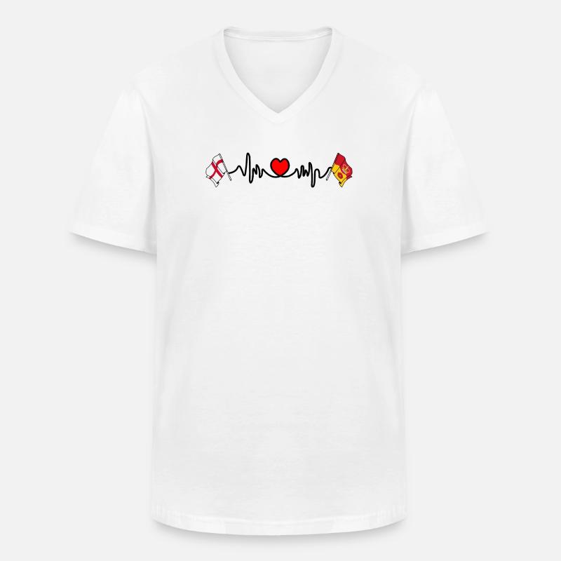 Herzfrequenz Hampshire & England - Männer-T-Shirt mit V-Ausschnitt - Weiß