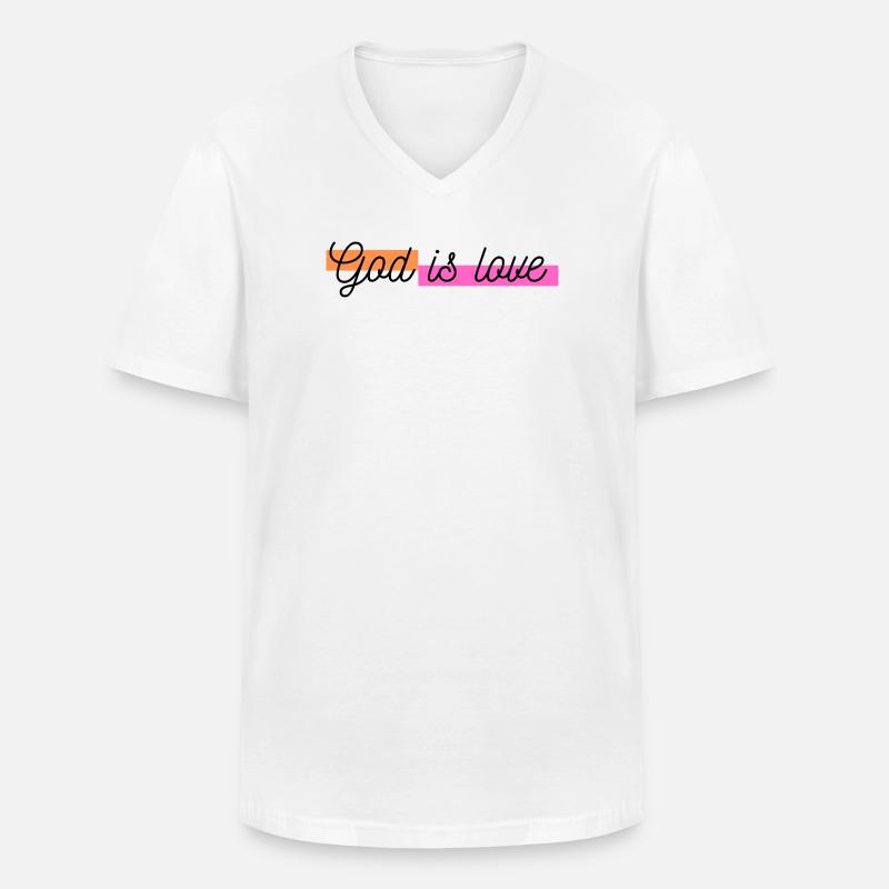 Gott ist Liebe - Männer-T-Shirt mit V-Ausschnitt - Weiß
