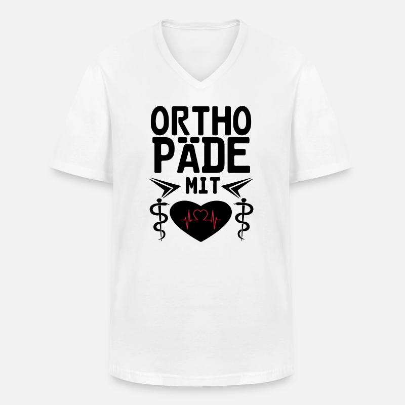 Orthopäde mit Herz Geschenk - Männer-T-Shirt mit V-Ausschnitt - Weiß