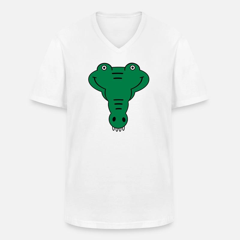 Alligator - Männer-T-Shirt mit V-Ausschnitt - Weiß