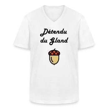 Détendu du Gland / Humour / Paresse / Cool - T-shirt col V Homme - blanc - Devant - AI Model Male 185 light (185cm)