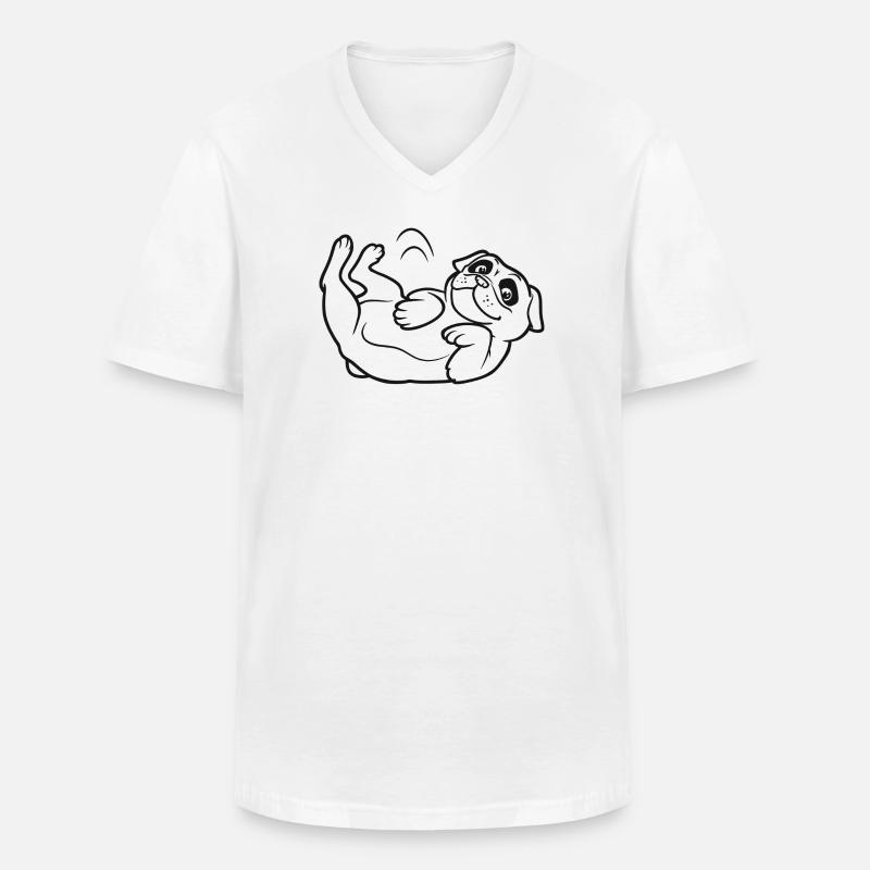 Rollmops | Roll-Mops - Männer-T-Shirt mit V-Ausschnitt - Weiß