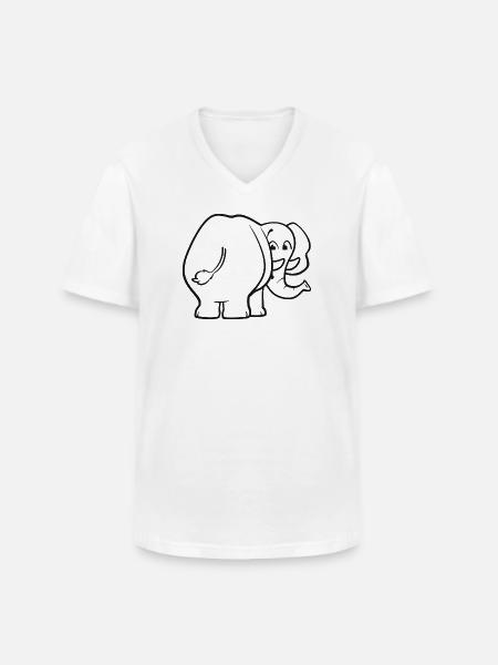 Elefant von hinten - überrascht, erschrocken, oops - Männer-T-Shirt mit V-Ausschnitt - Weiß
