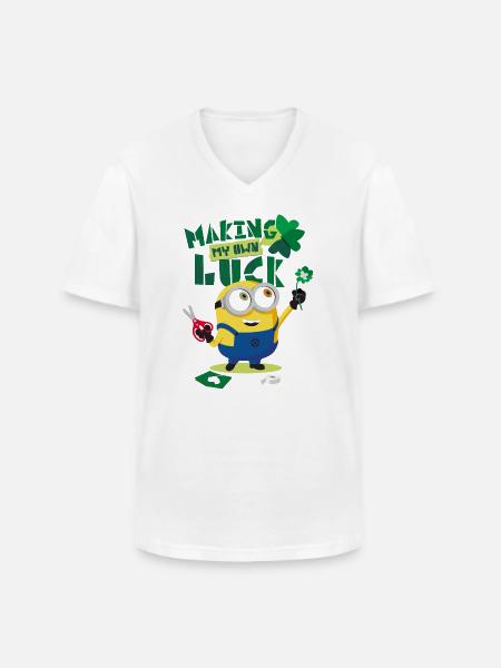 Minions Making My Own Luck - T-shirt col V Homme - blanc