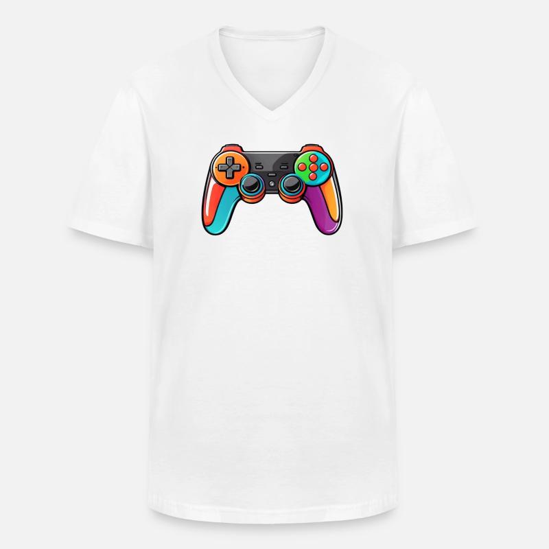 Gamepad Controller Farben Bunt - Männer-T-Shirt mit V-Ausschnitt - Weiß