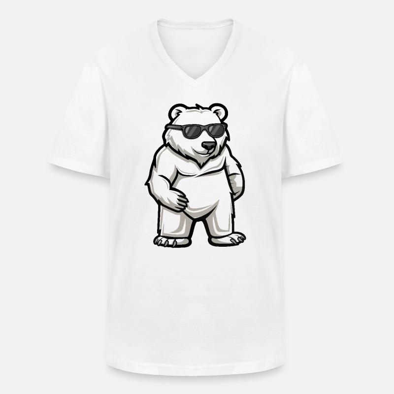 Eisbär Cool Comic - Männer-T-Shirt mit V-Ausschnitt - Weiß