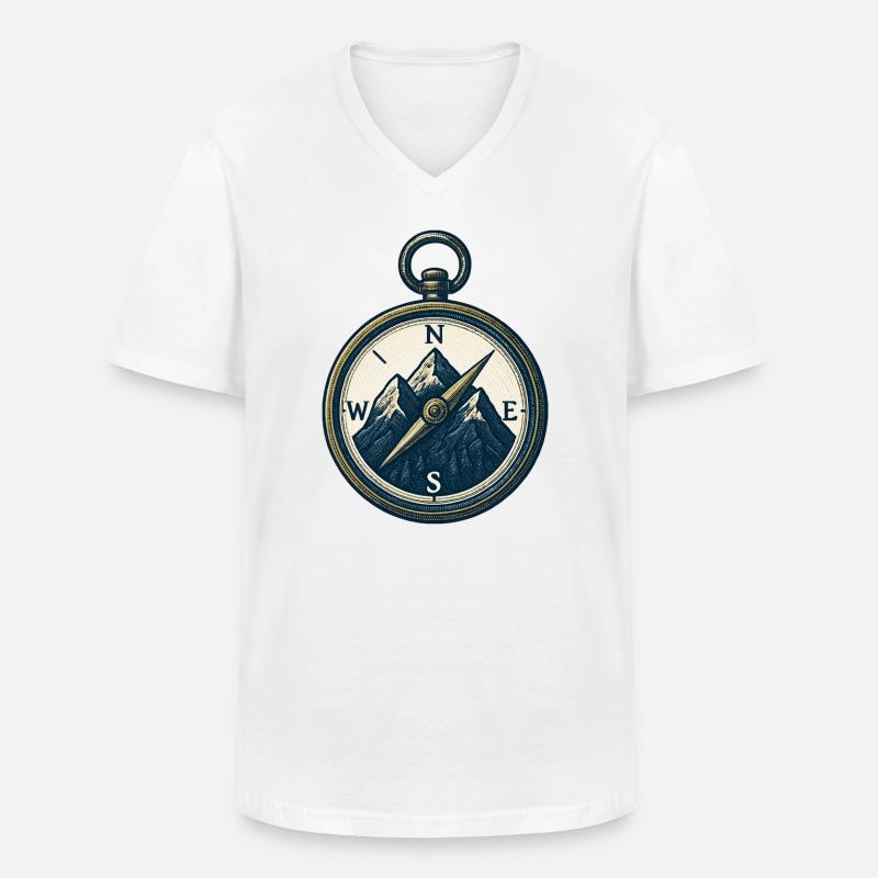 Compass Mountain Trek Azimut Wandergeschenk - Männer-T-Shirt mit V-Ausschnitt - Weiß