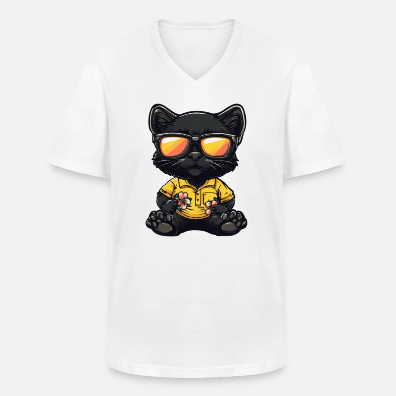 Panther Comic Urlaub - Männer-T-Shirt mit V-Ausschnitt - Weiß