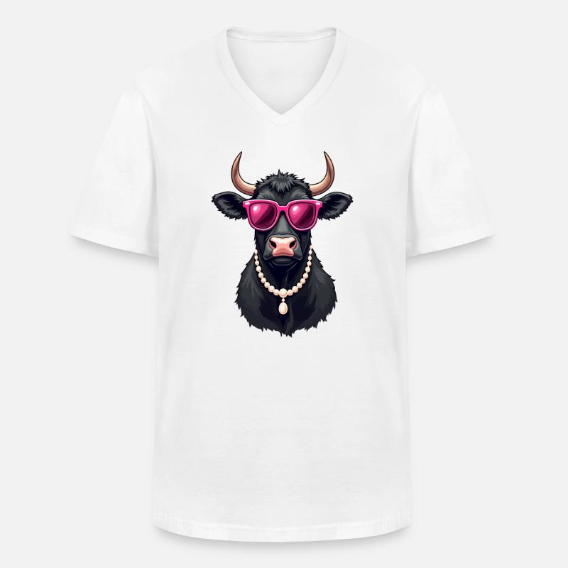 Kuh - Männer-T-Shirt mit V-Ausschnitt - Weiß
